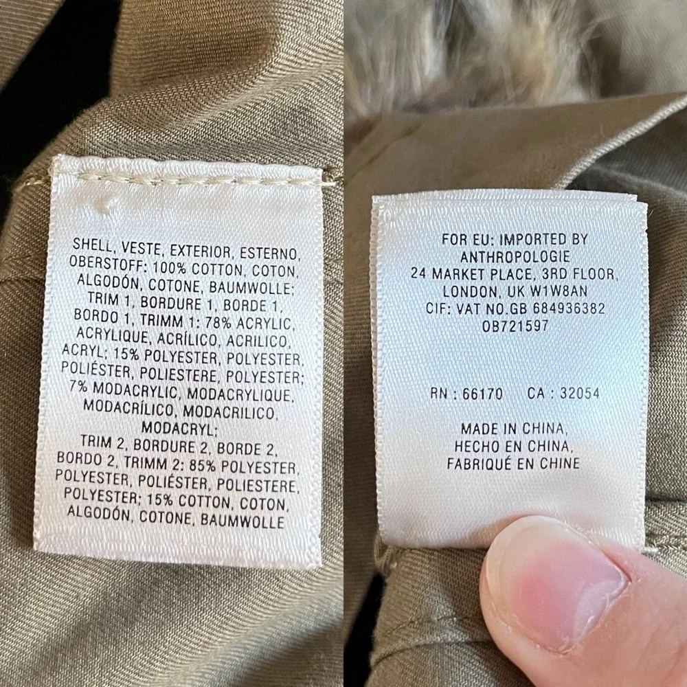 Anthropologie Faux Fur-Trimmed Field Parka Olive Green Jacket Women’s Medium - Picture 15 of 16